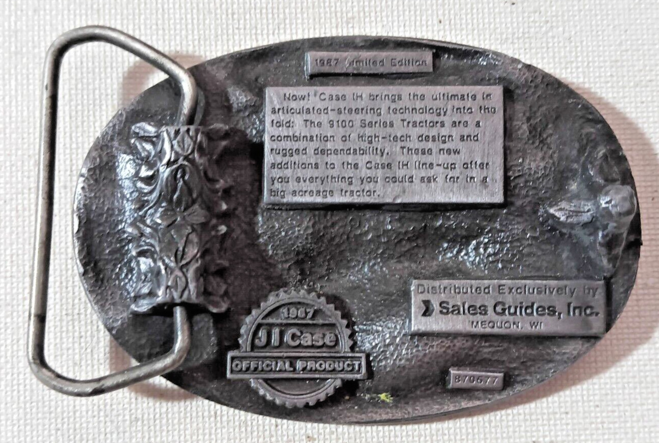 Case IH 9100 Series 4WD Tractor 1987 Limited Edition Pewter Belt Buckle