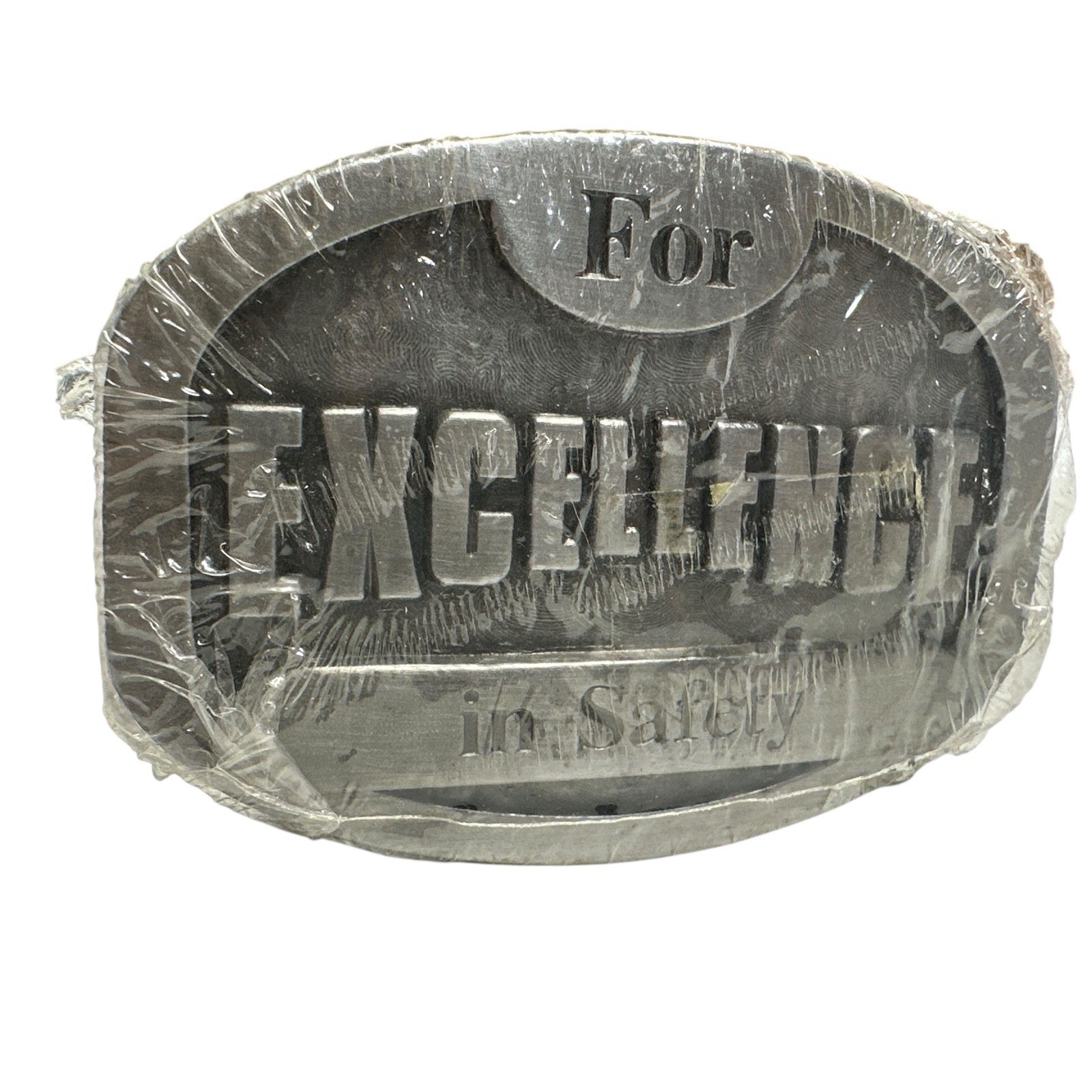 Vintage NOS For Excellence In Safety Lab Safety Supply Pewter Tone Belt Buckle