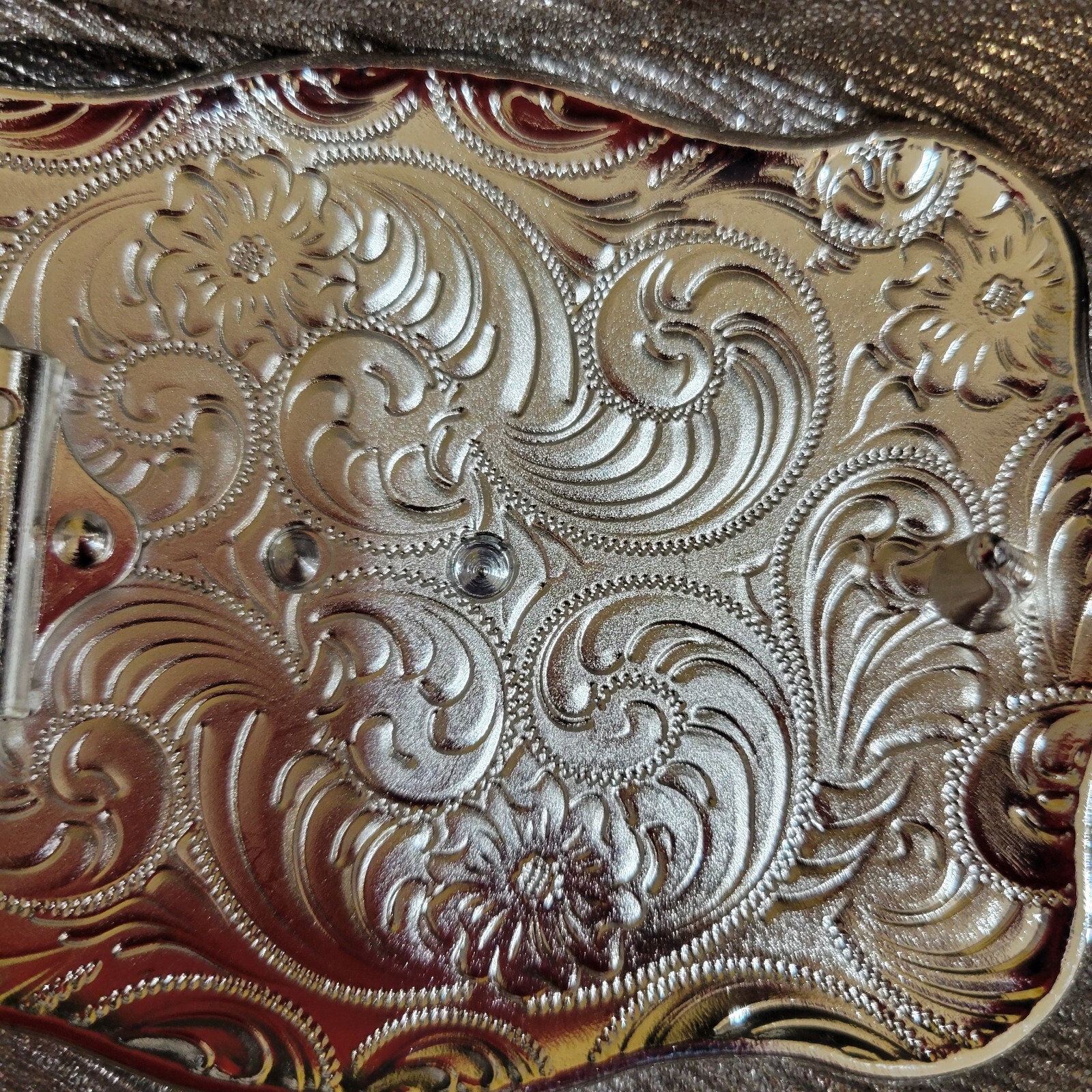 Running horse Western belt Buckle Rose Tone silver 1.5 2 » belt 4.5 x 3.5 inch