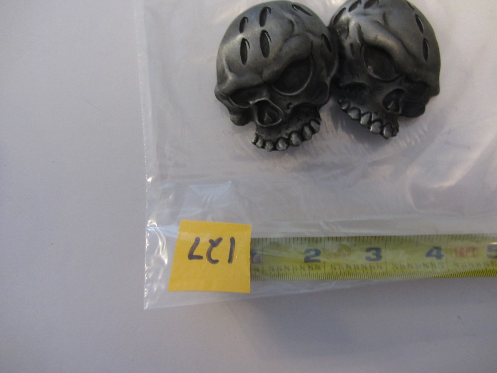 Double Skull Belt Buckle Silver and Black Heavy Metals Buckles Co. 127