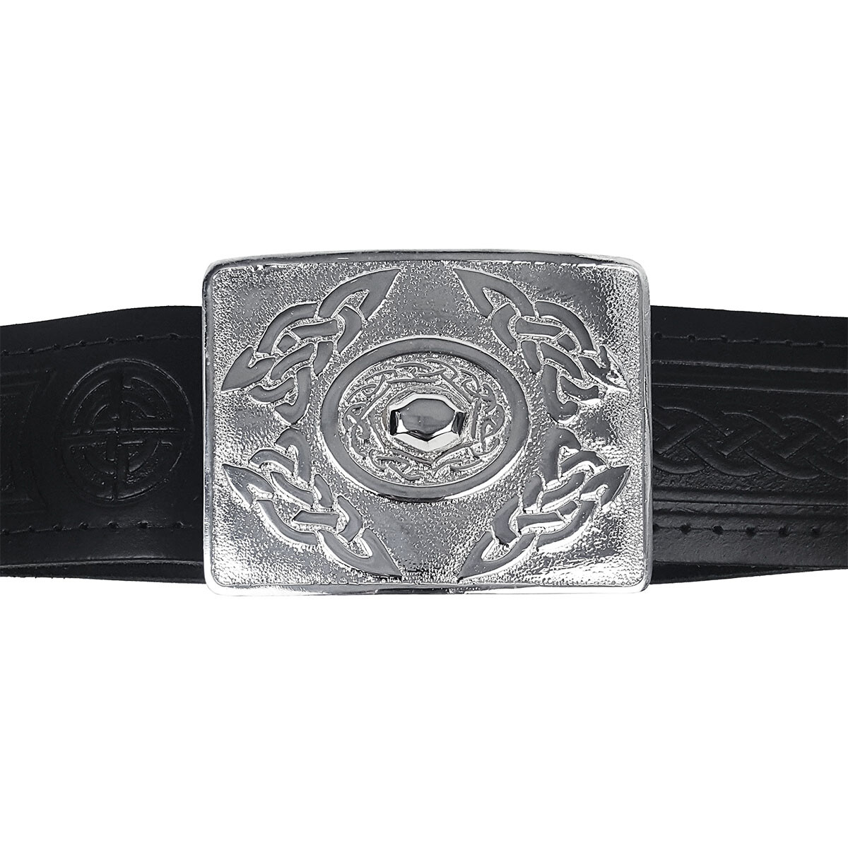 Celtic Oval Chrome Kilt Belt Buckle