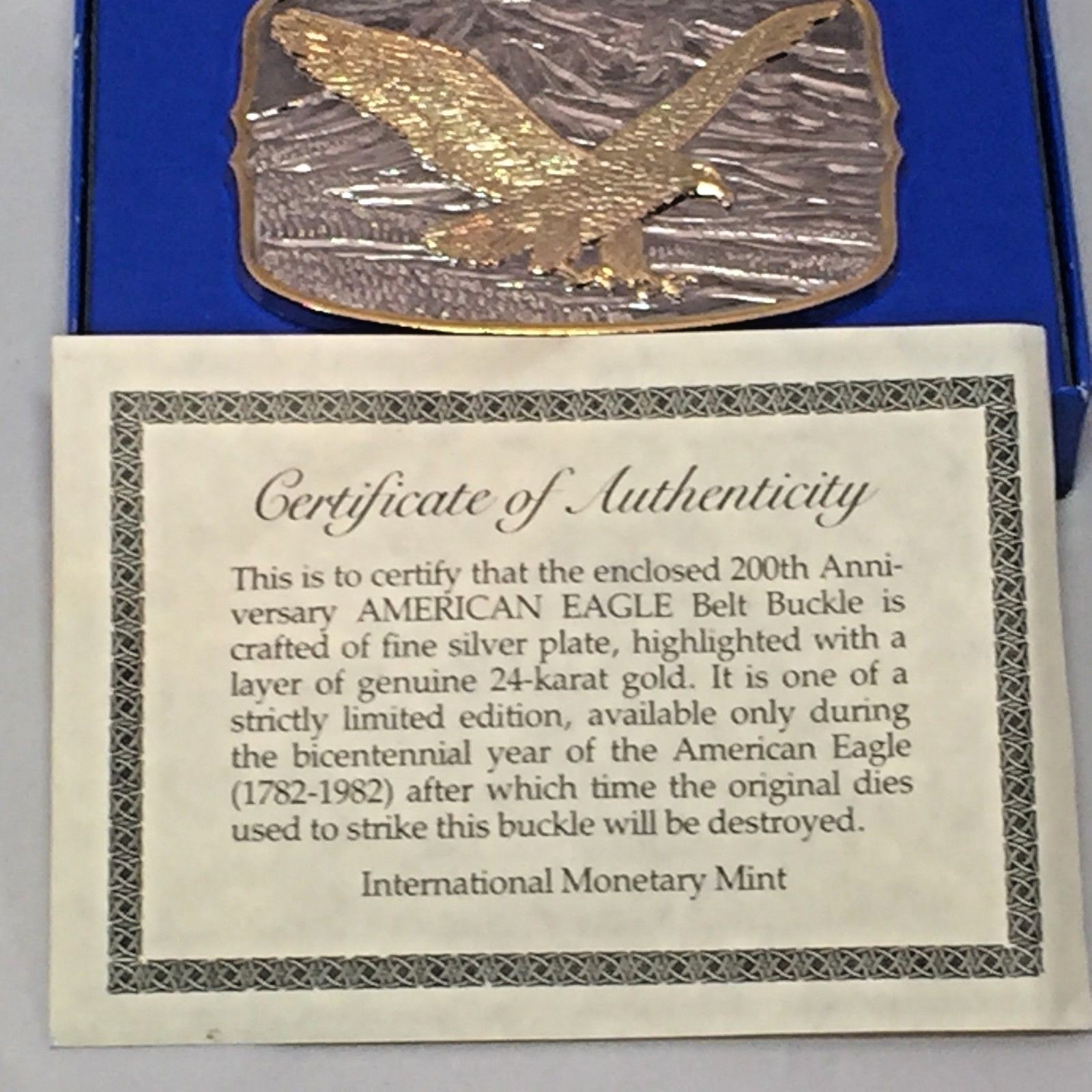 American Eagle 200th Anniversary Silver Plated / 24-Karat Gold IMM New Boxed B1