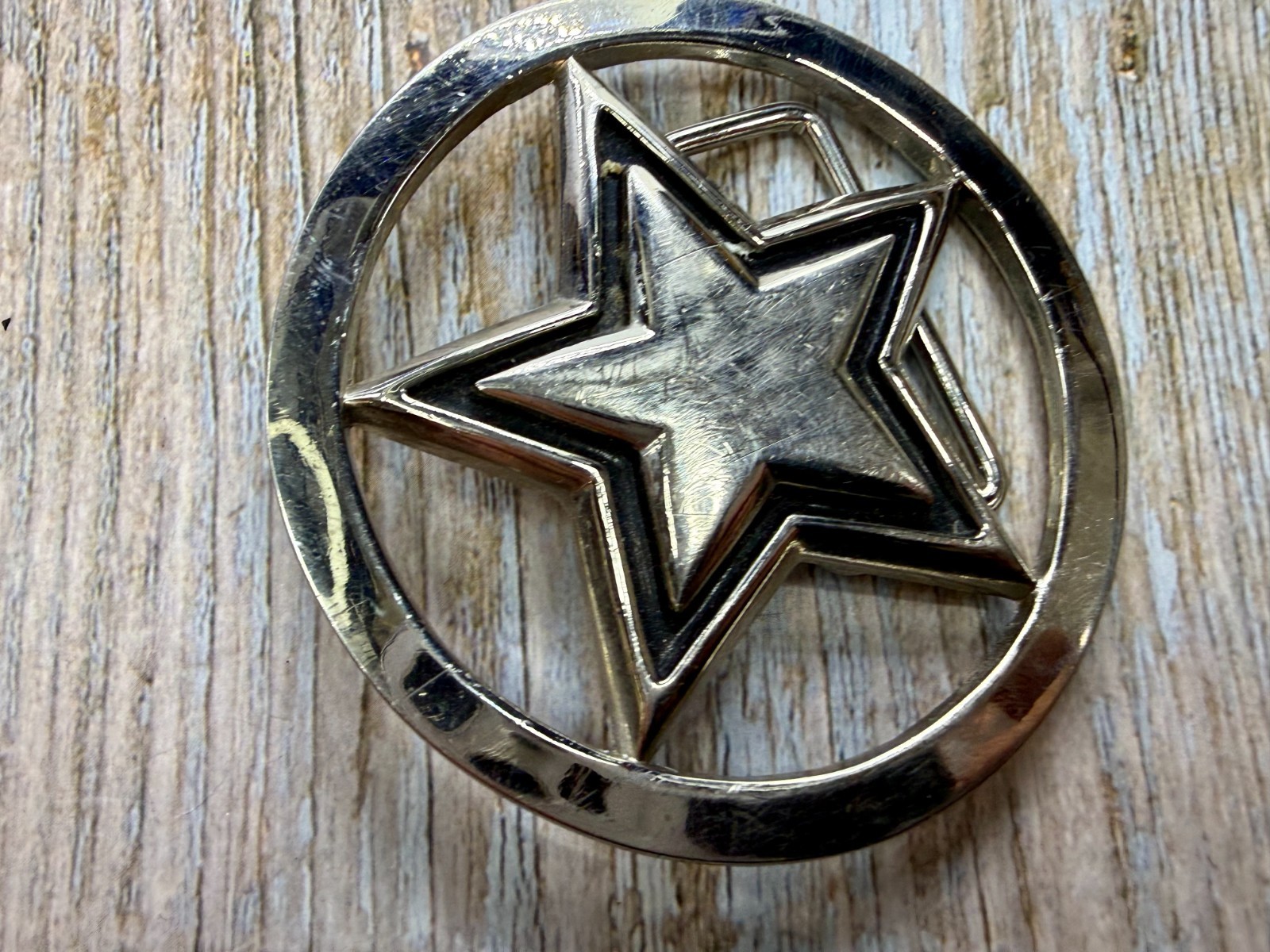 Famous Stars & Straps Five Point Star Logo See-Trough Silver Color Belt Buckle