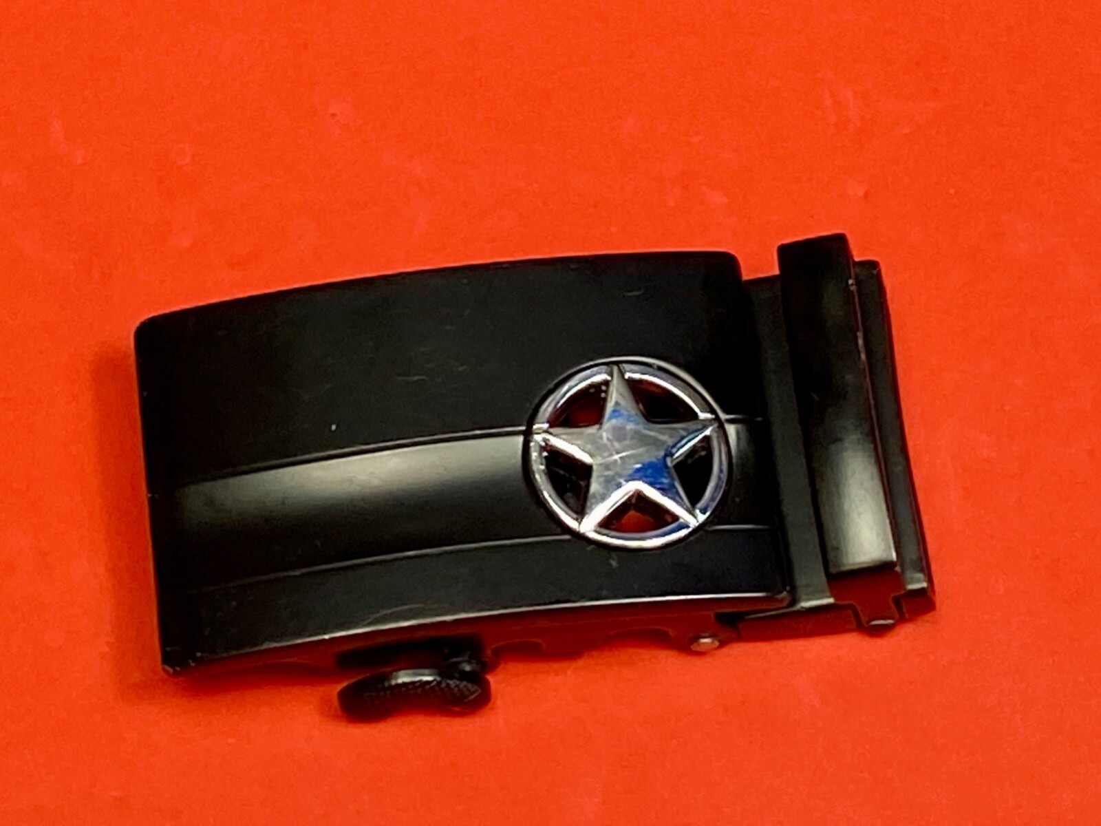 Star Military? Black And Silver Color Vintage Belt Buckle Marked NN