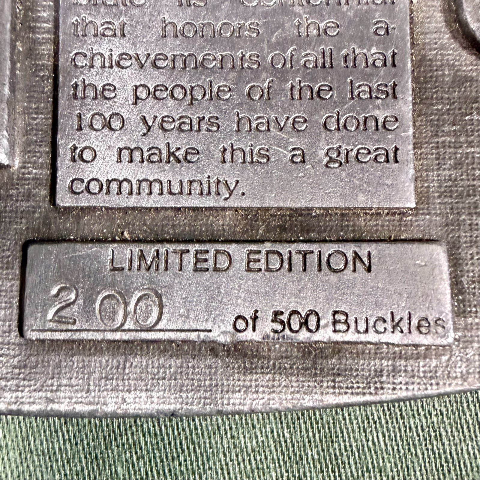 Campbell Nebraska Centennial Belt Buckle 1886–1986 Ltd Ed 200/500 Vintage