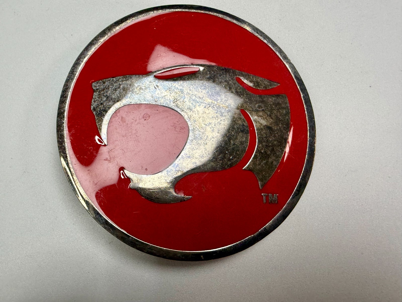 Thundercats Logo Red Silver Enamel Belt Buckle Warner Bros. Inc and Ted Wolf