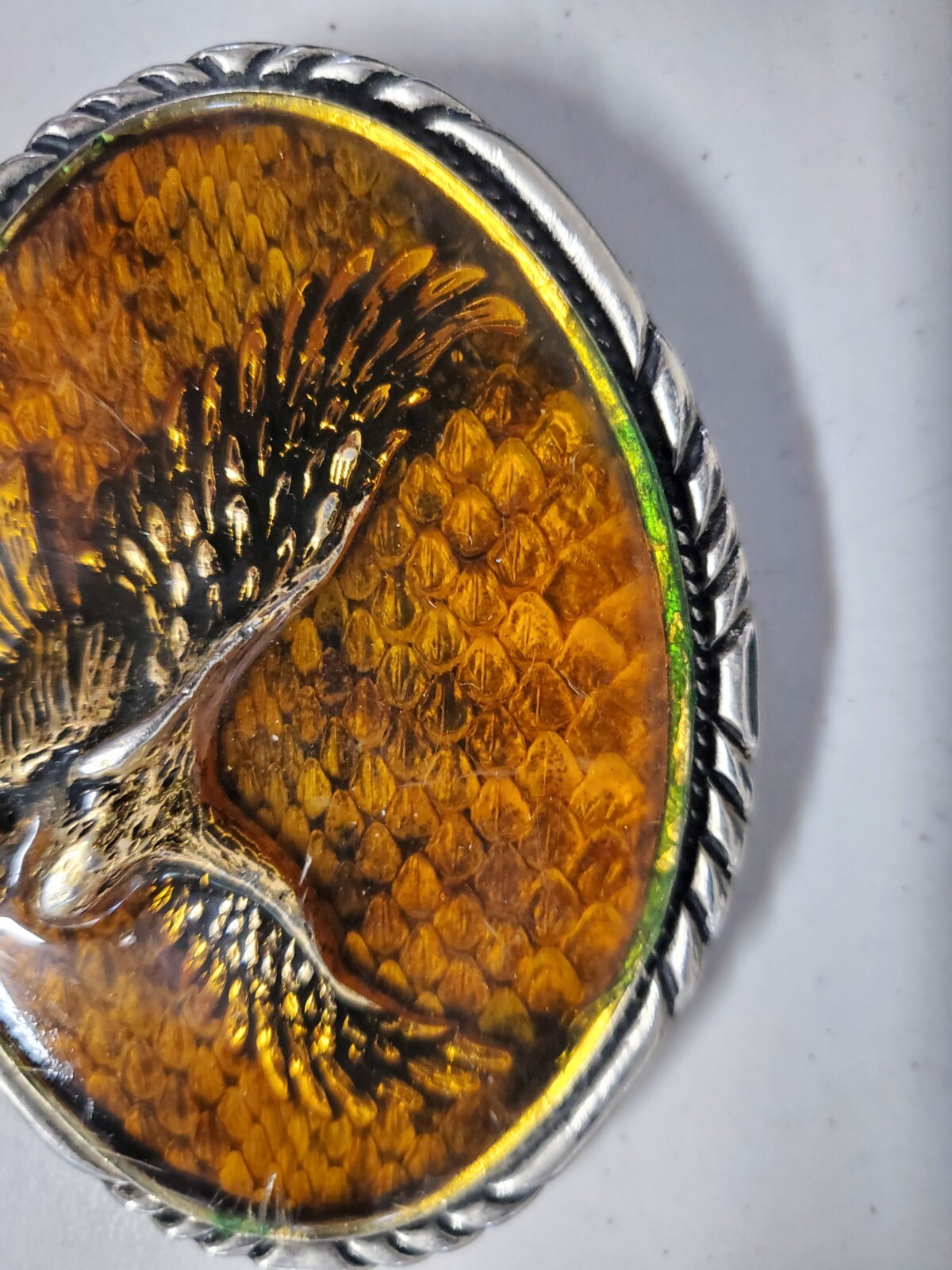 VINTAGE GOLDEN EAGLE OVAL BELT BUCKLE MADE IN USA DIAMONDBACK RATTLER