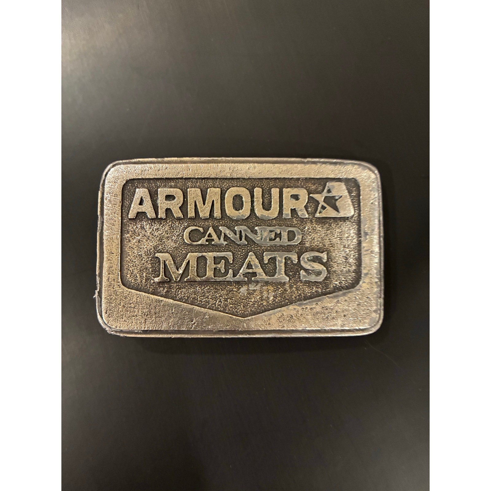 Vintage 1976 Armour Canned Meats Belt Buckle James Lind Wyoming Studio Art Works