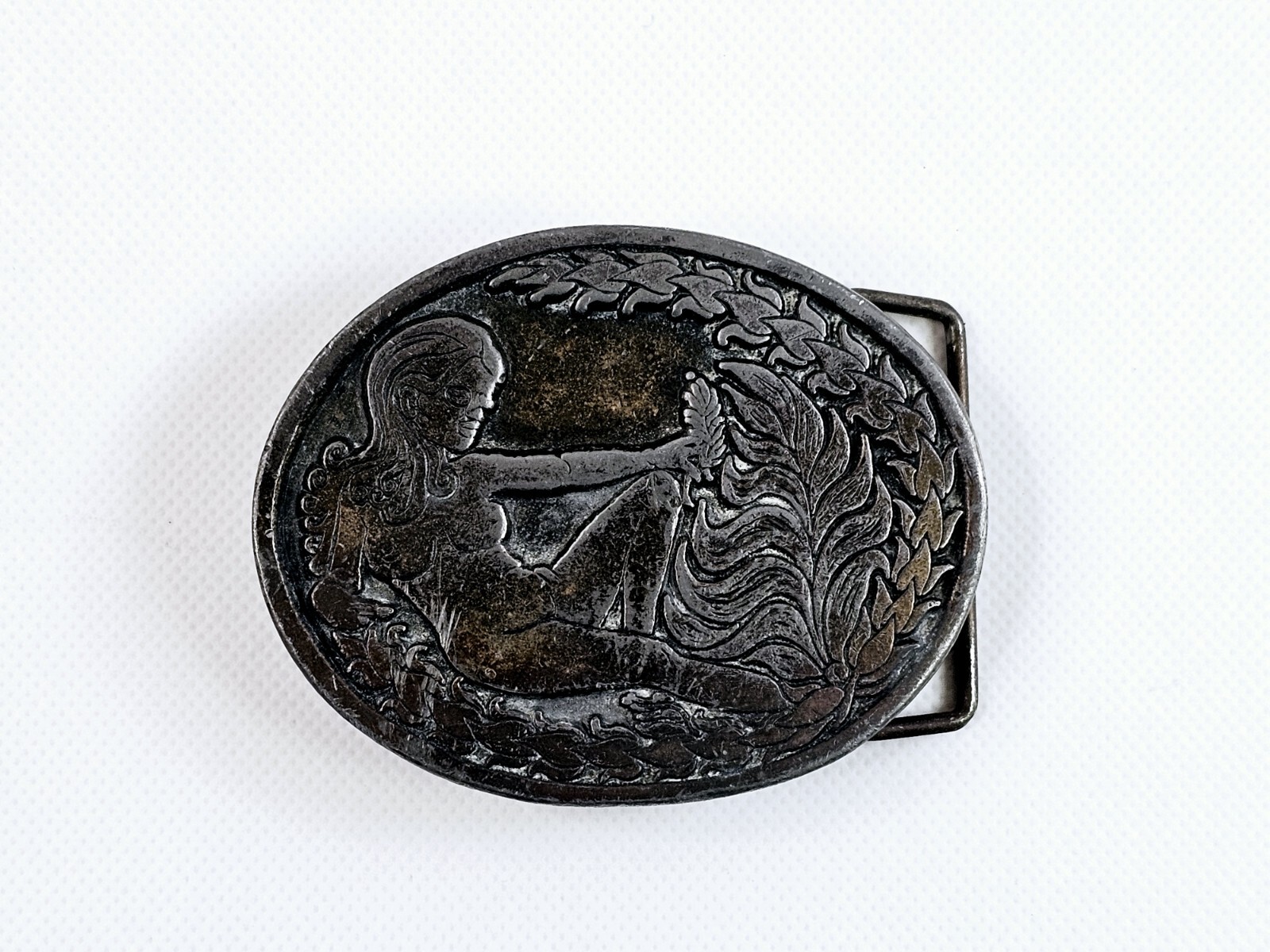CDC Metalworks Belt Buckle Nude Woman Risqué Eve Garden Of Eden Made In USA Vtg
