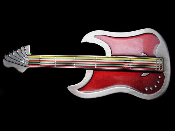 LF11131 REALLY NICE CUT-OUT ***COLORFUL ELECTRIC GUITAR*** MUSIC BELT BUCKLE
