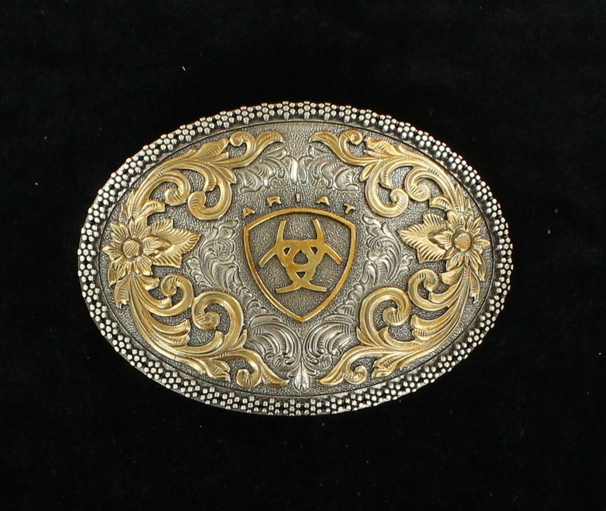 Ariat Antique Silver Gold Shield Oval Logo A37005
