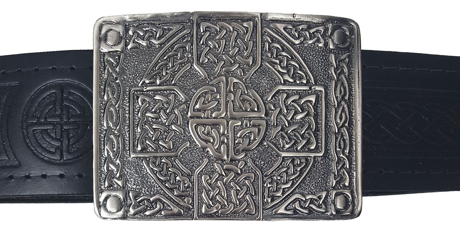 Antiqued Celtic Cross Kilt Belt Buckle Scottish Highland Dress