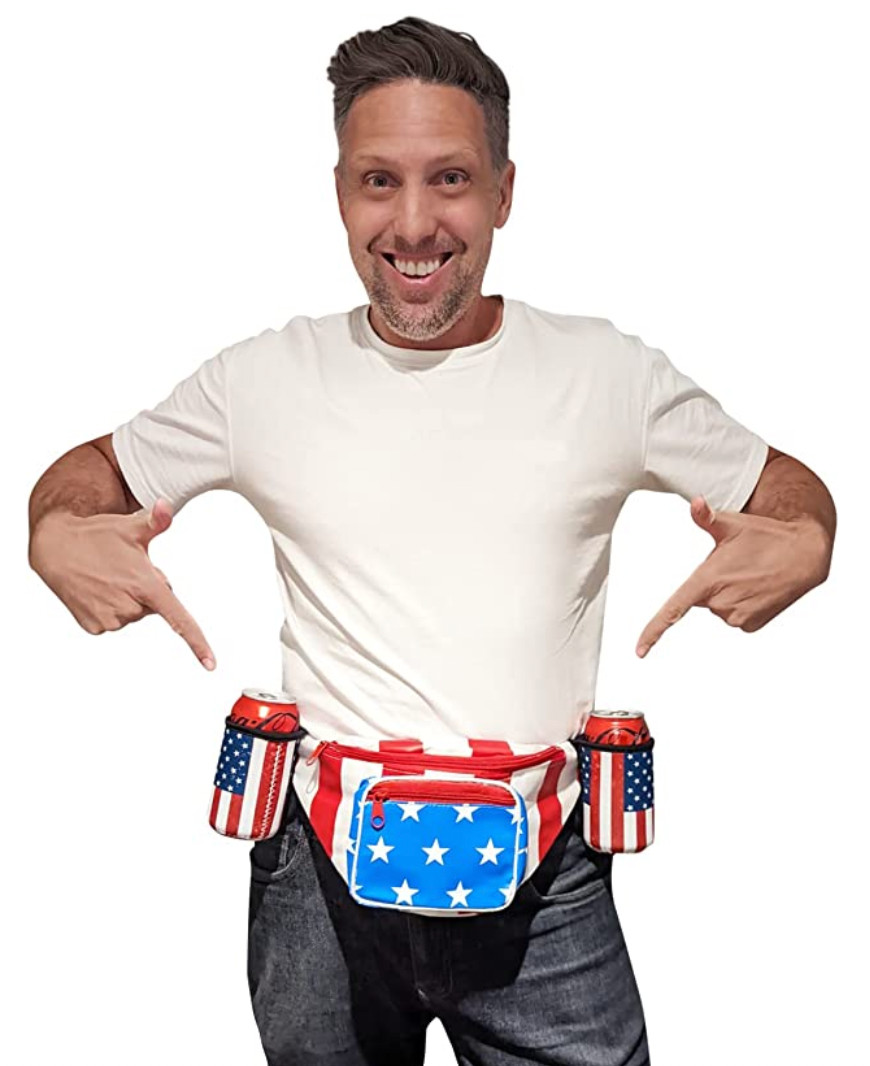 USA Merica Beverage Belt Fanny Pack Holster All American Classic Costume 4th of