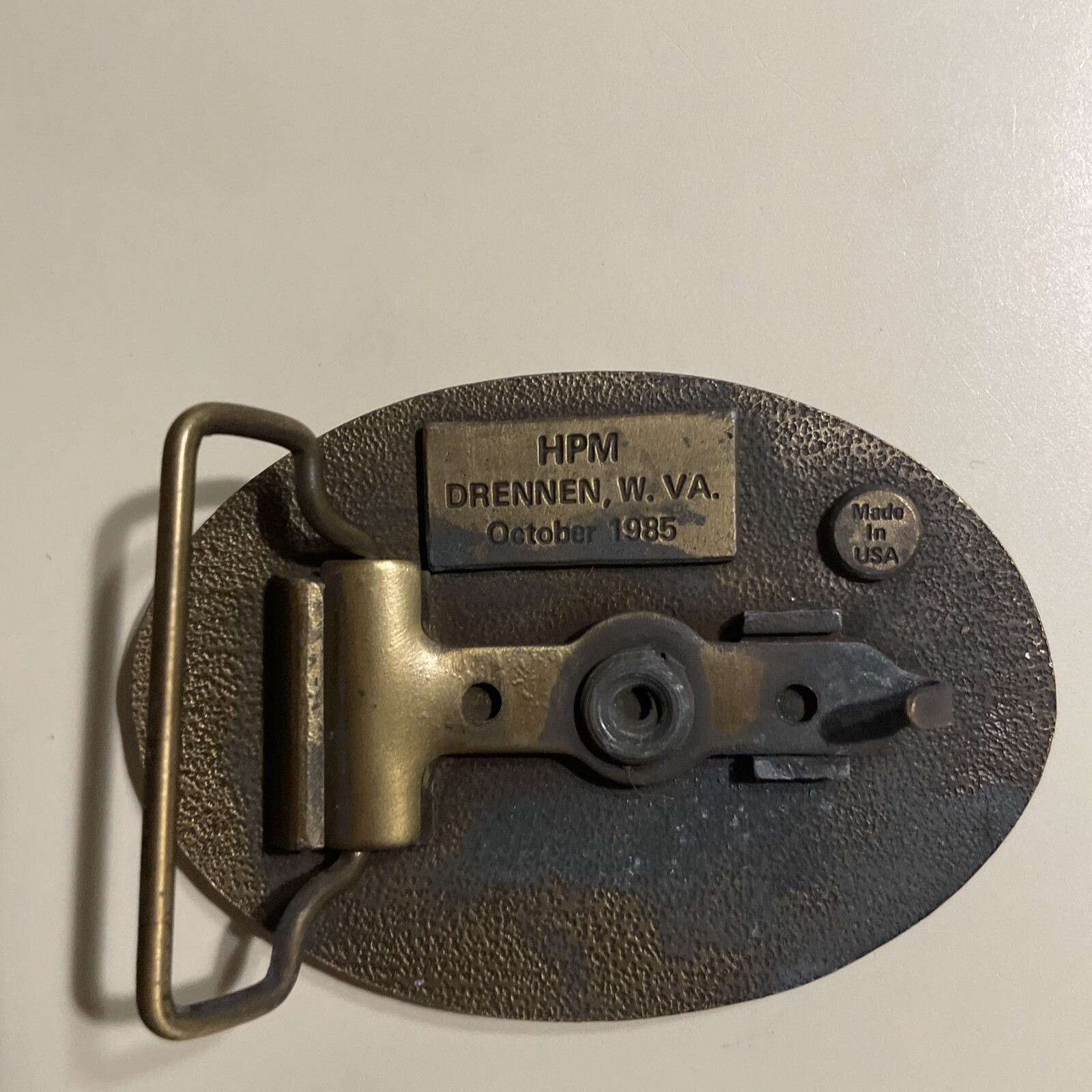 HMP DRENNEN, W. VA. October 1985 Made In USA BELT BUCKLE BRASS
