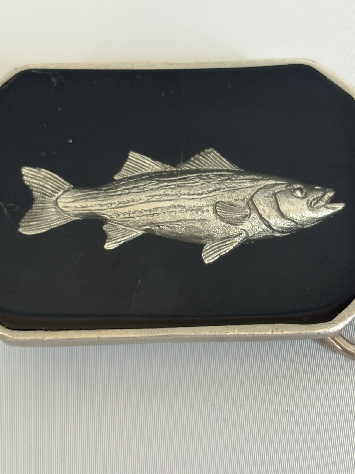 Bill Callahan Belt Buckle Wildlife In Pewter Vintage Silver Tone Fish Signed