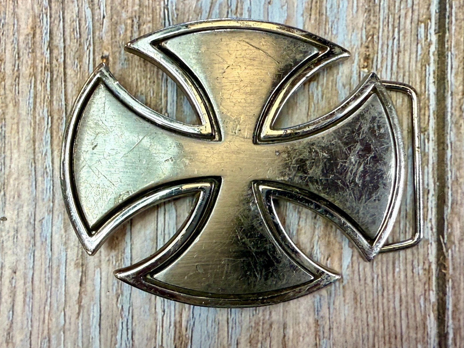 Maltese Iron Cross Religious Gothic Punk Vibe Silver Color Cutout Belt Buckle