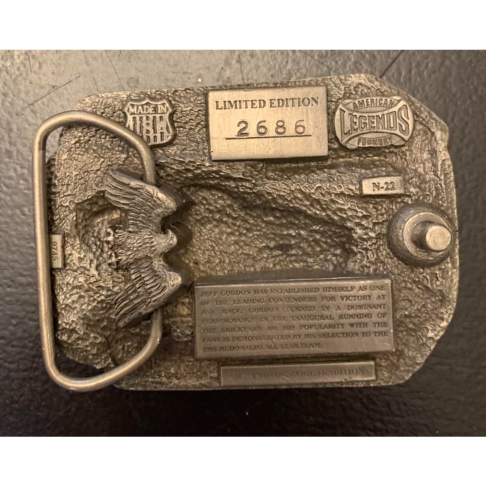 Jeff Gordon Nascar American Legends No.22 Limited Ed 2686 Belt Buckle 1995 EUC