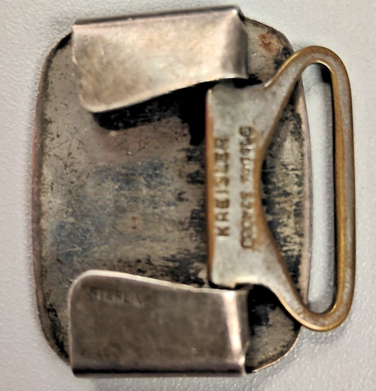 925 Sterling Silver Antique Art Deco Eiffel Tower Belt Buckle Kreisler Bronze