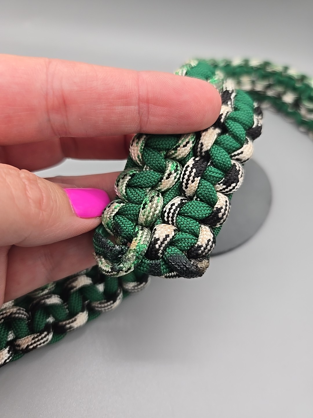 Dyna buckle belt Geronimo silver and black Paracord belt green 39 inches