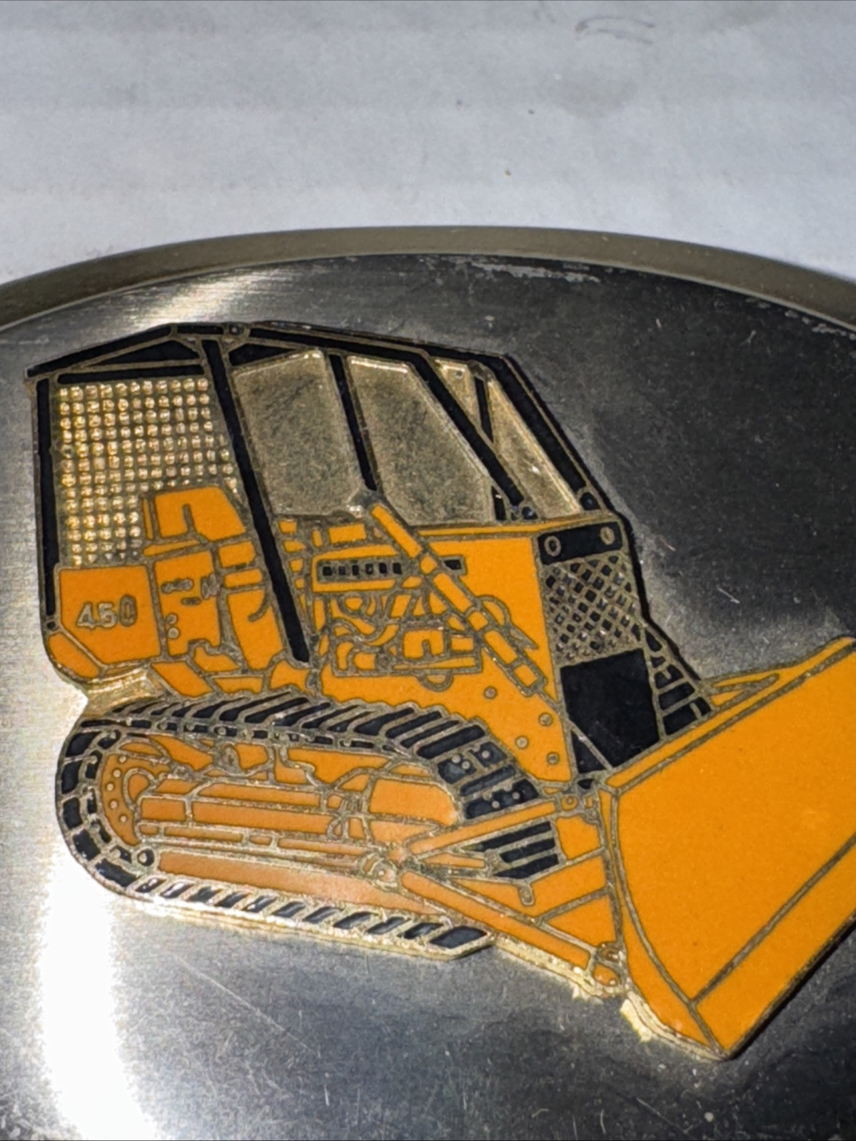 Vintage 450 BullDozer Tracks Construction Tractor New Old Stock Belt Buckle Gold