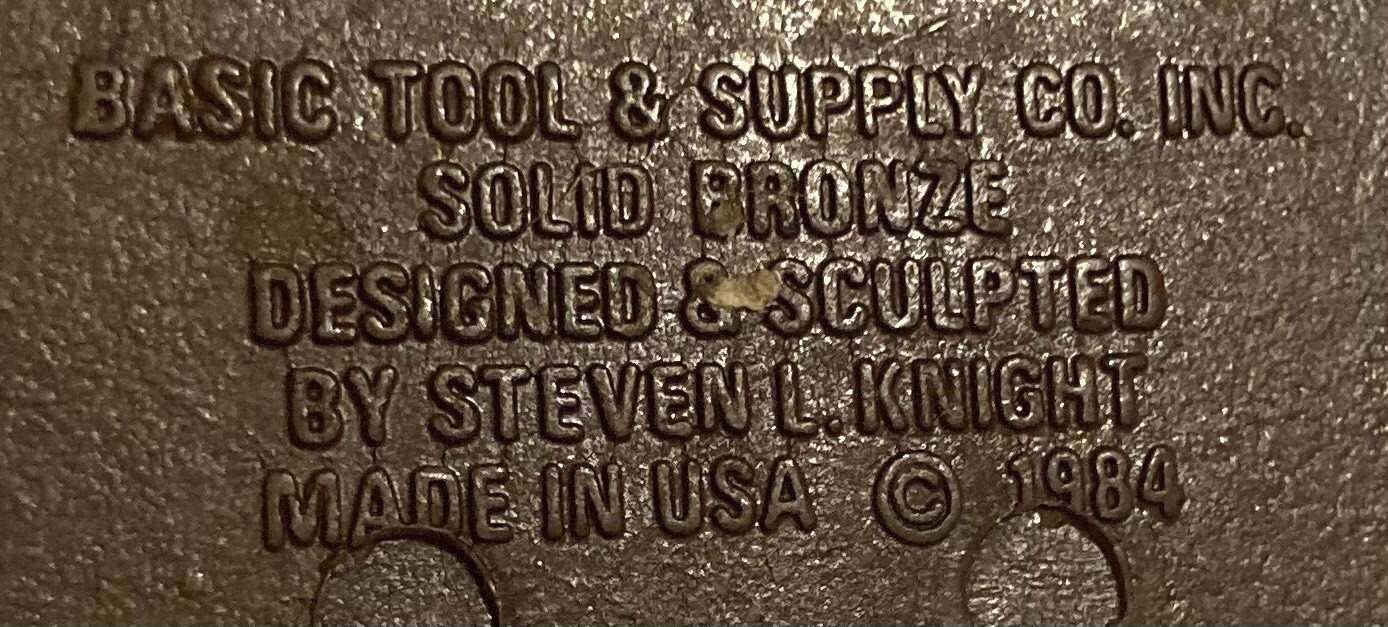 Vintage 1984 Metal Belt Buckle, Fish, Fishing, Steven L. Knight, Solid Bronze, N