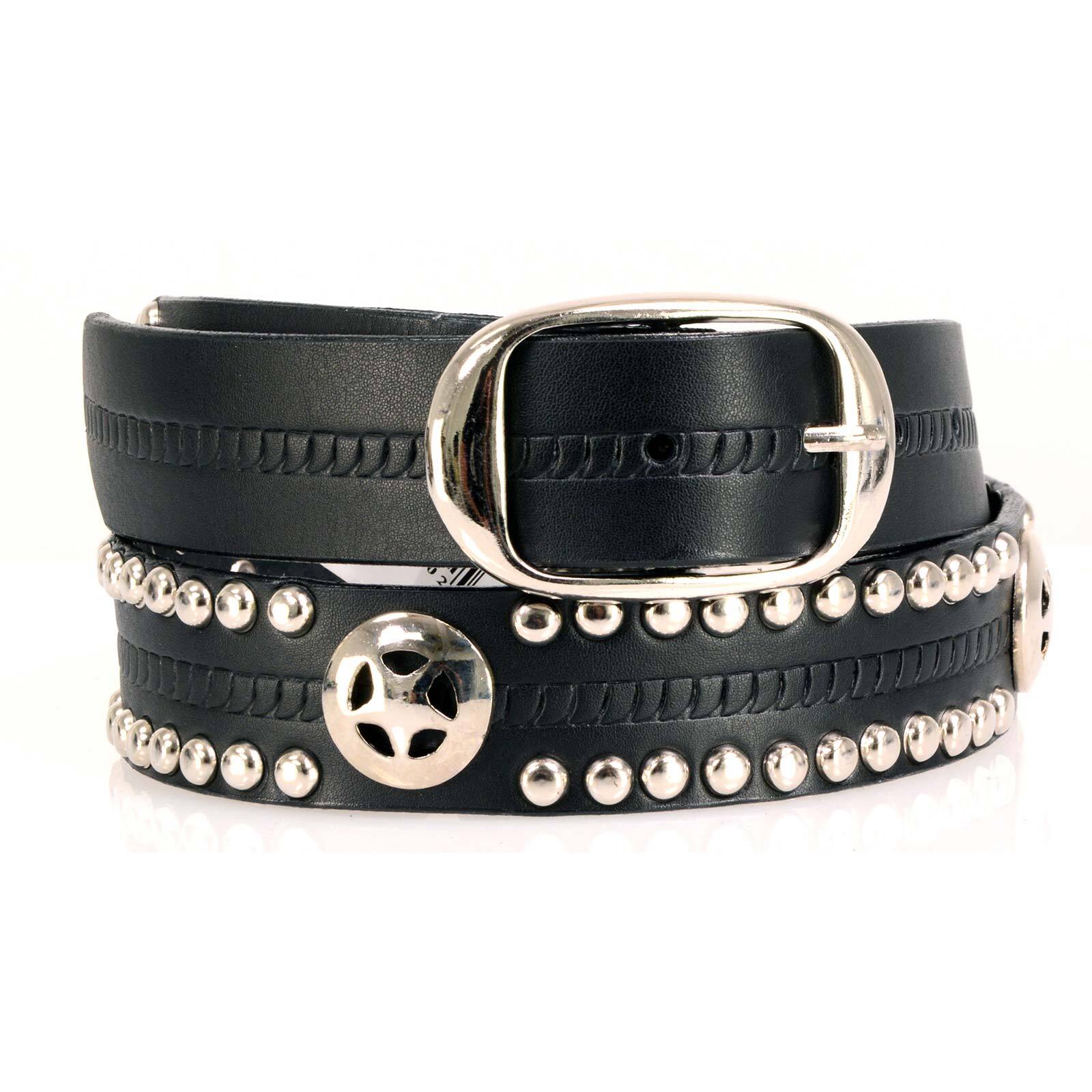 Milwaukee Leather MP7131 Mens Chrome Studded & Star Emblem Leather Belt w/Buckle