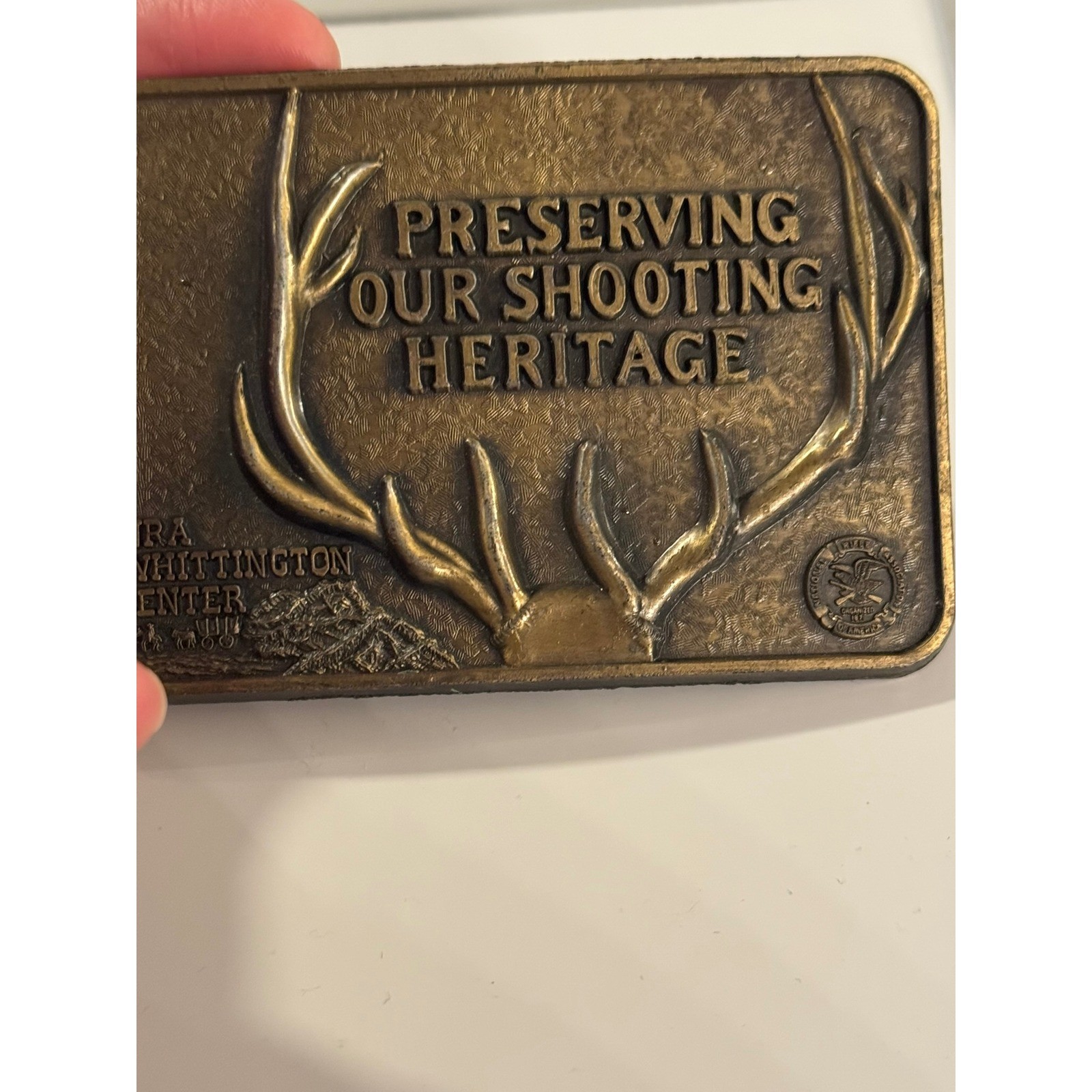 NRA Whittington Center Belt Buckle Preserving Our Shooting Heritage Antlers