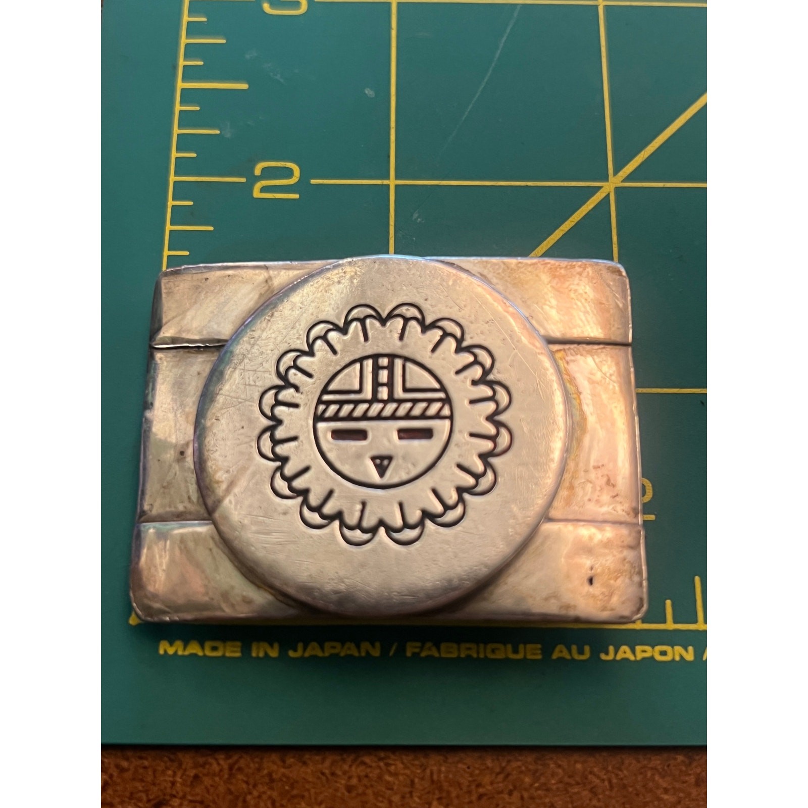 Native American Sun God Sterling Silver Belt Buckle