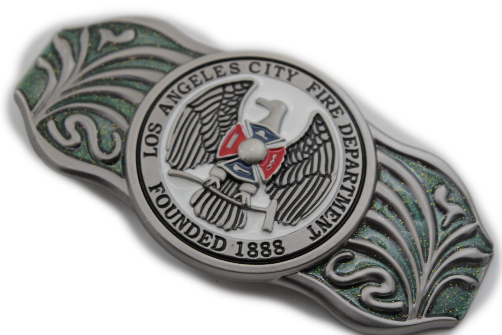 LAFD Los Angeles County Fire Department Founded 1888 Silver Metal Belt Buckle