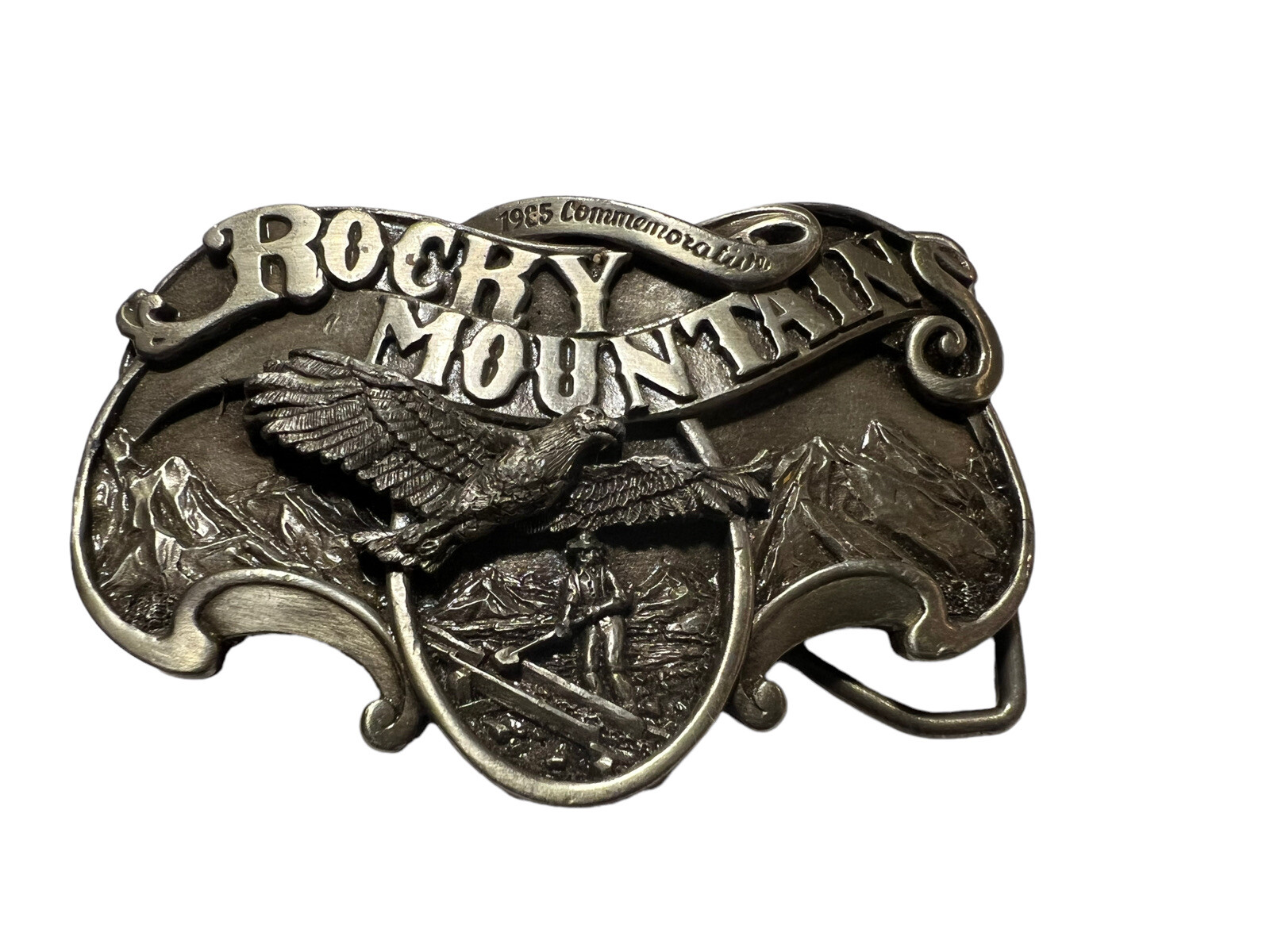 Vtg Rocky Mountains Belt Buckle Eagle 1985 Commemorative 2046/2500 Siskiyou