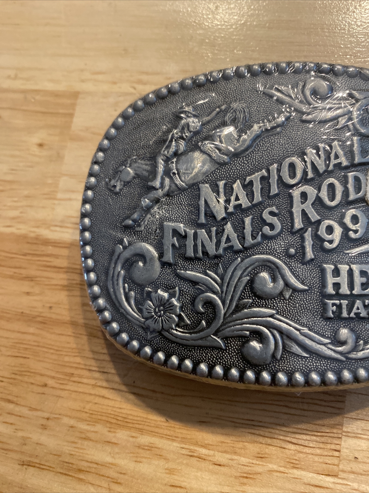 Hesston Vintage Rodeo Belt Buckle 1990 METAL Original Wrap Collector Patina GIFT