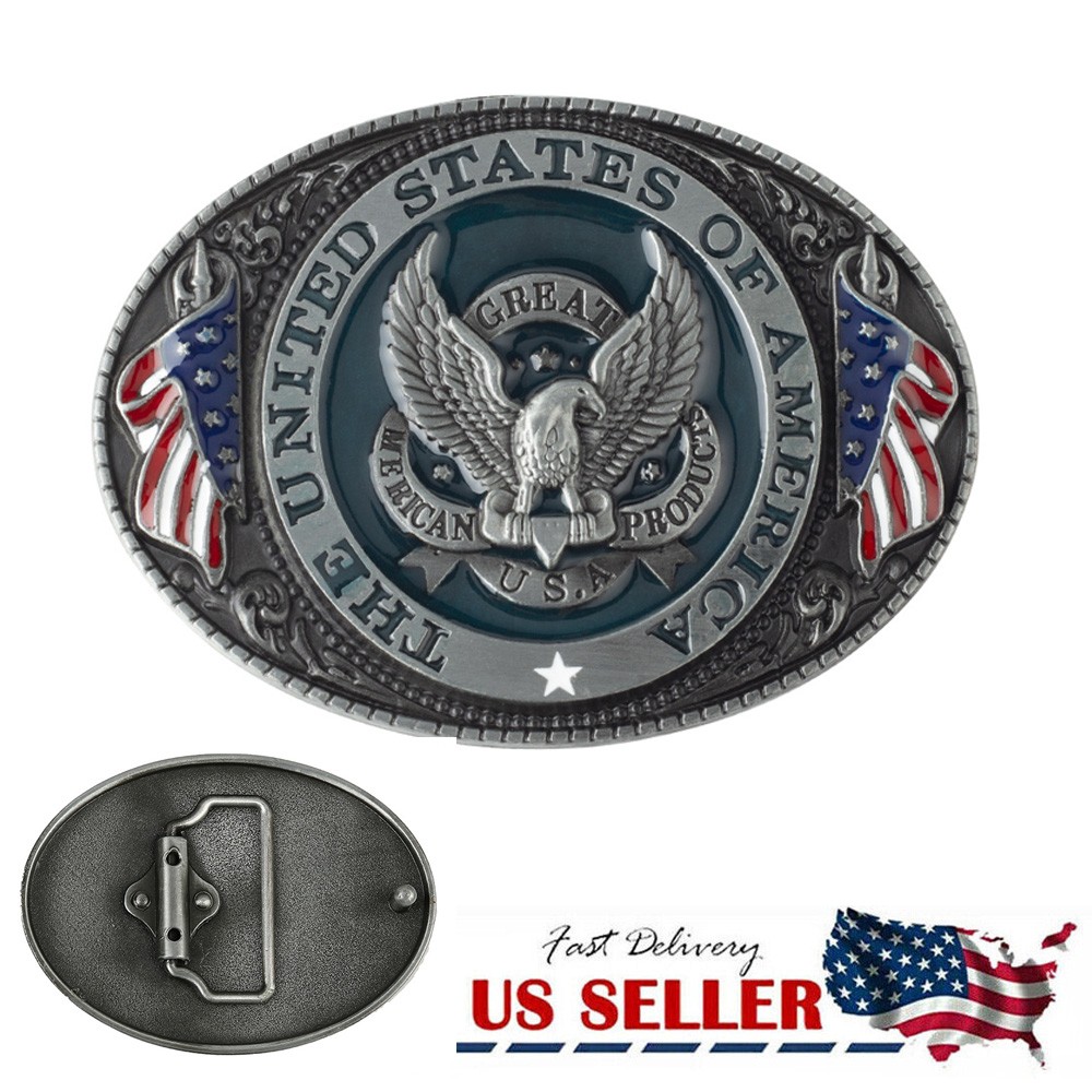 1PC Metal Fashion U.S.A. Men Belt Buckle American Flag Eagle