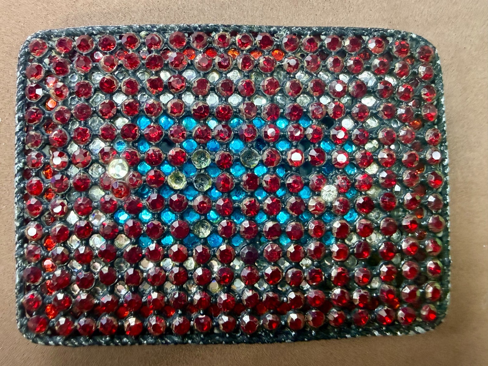 Sparkling Red Rhinestone Covered Vintage Women&rsquo;s Artisan Made Belt Buckle