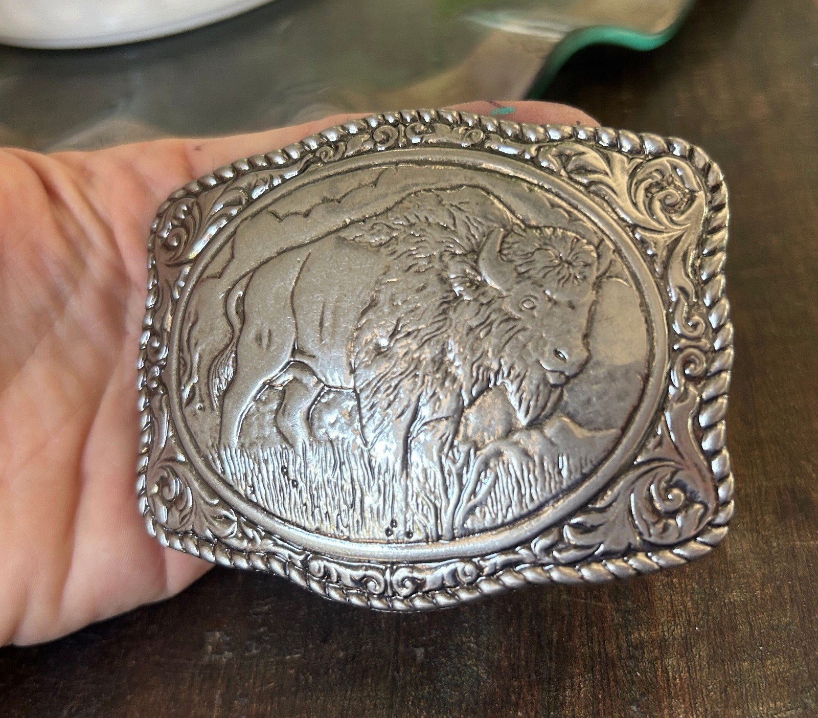 Engraved Buffalo Belt Buckle Southwestern Cowboy Style Fits 1.5 Inch Belt
