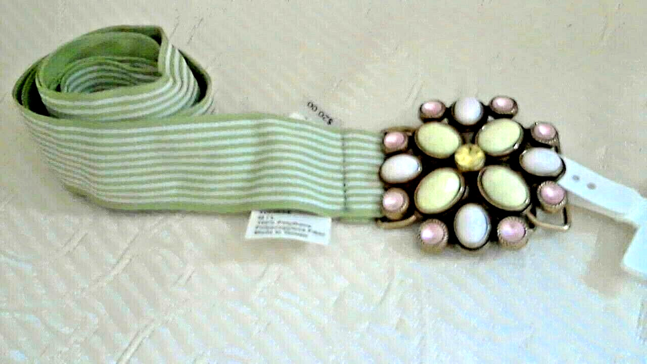 Fabric Multi Color Buckle Belt 46&Prime; End To End 1.5&Prime; Wide Double Loop NEW Adjusts
