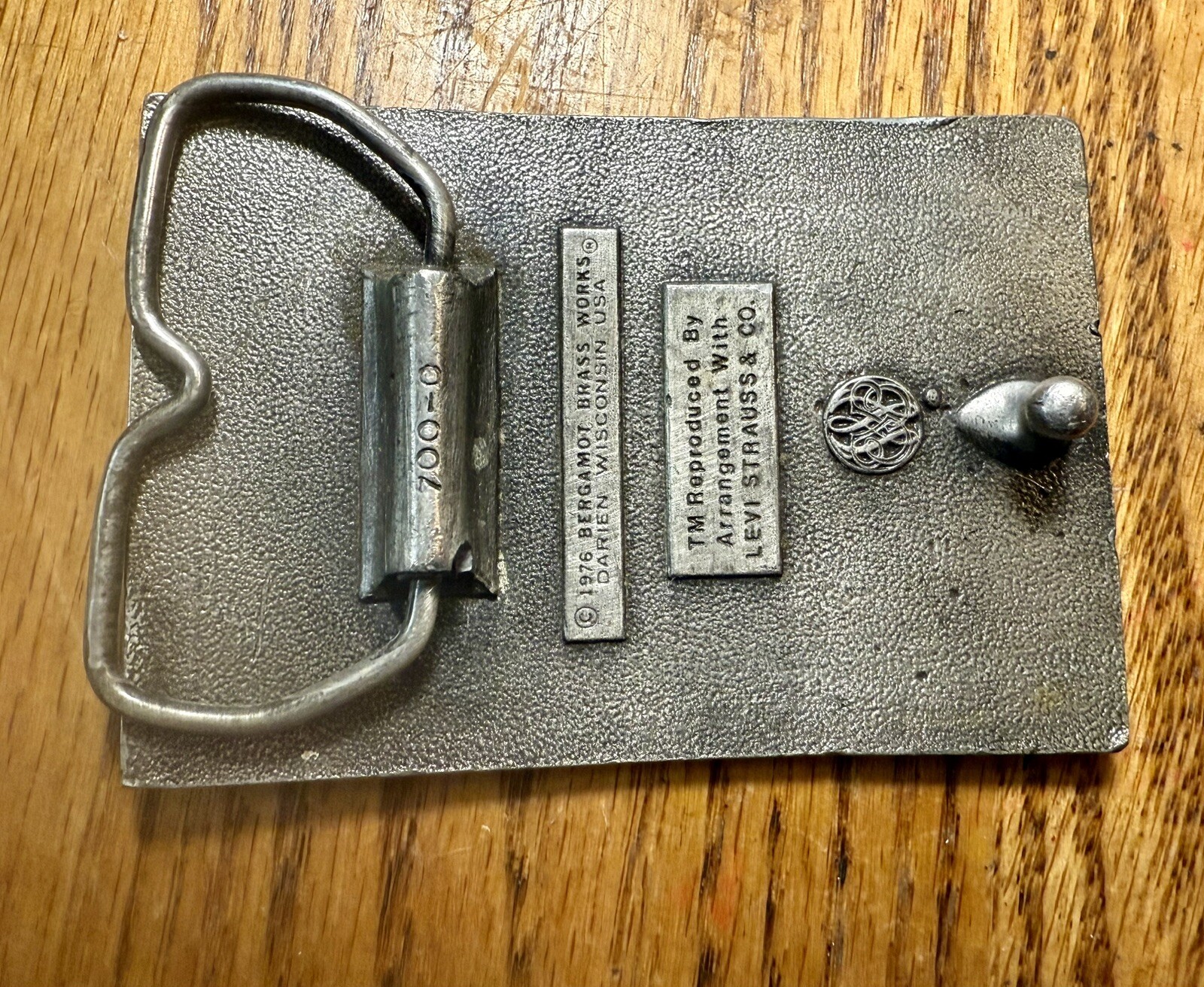 4 Vintage Belt Buckle Levi Strauss & Co Original Riveted Clothing Brass Tone USA