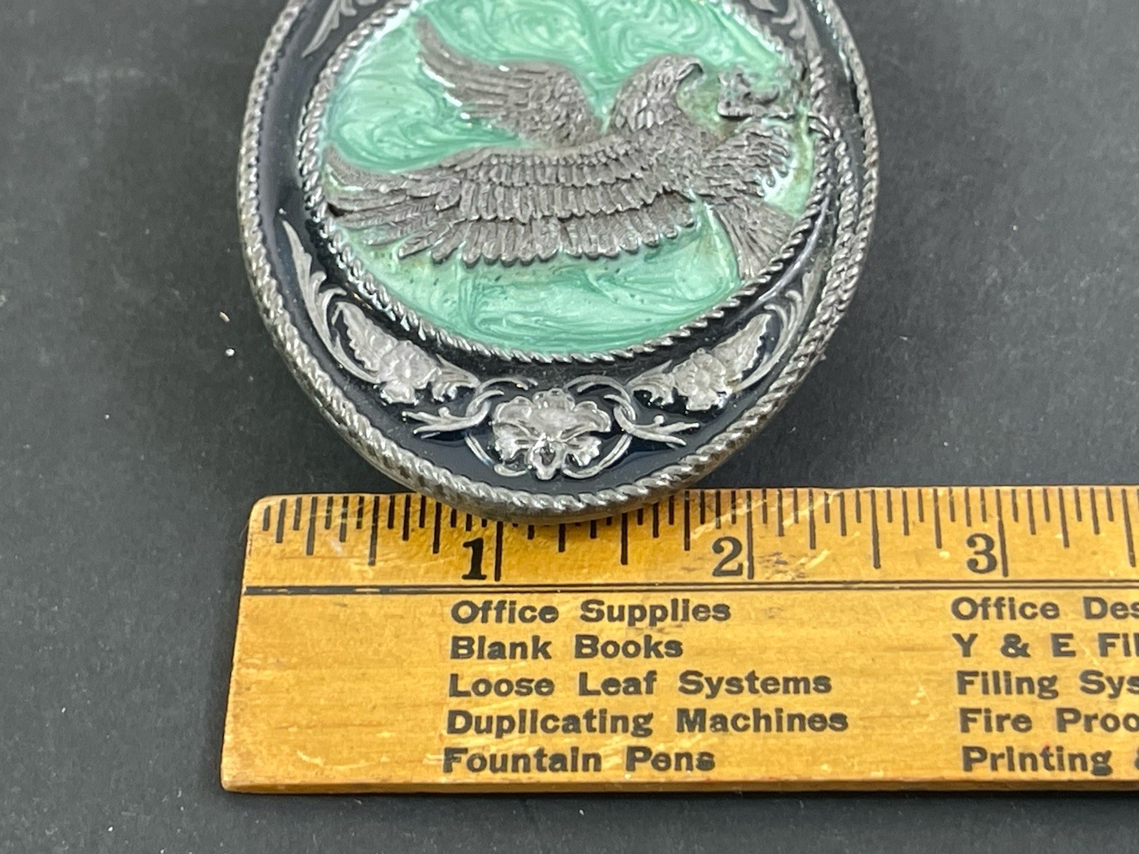 Siskiyou 1991 Metal Belt Buckle Eagle On Turquoise Buckle USA
