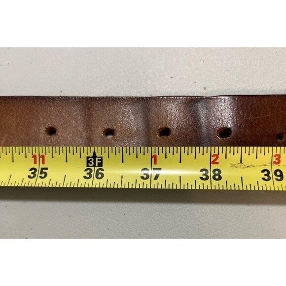 John M. Browning Brown Leather Belt Textured Grip Metal Buckle Sz36 Biker Tough