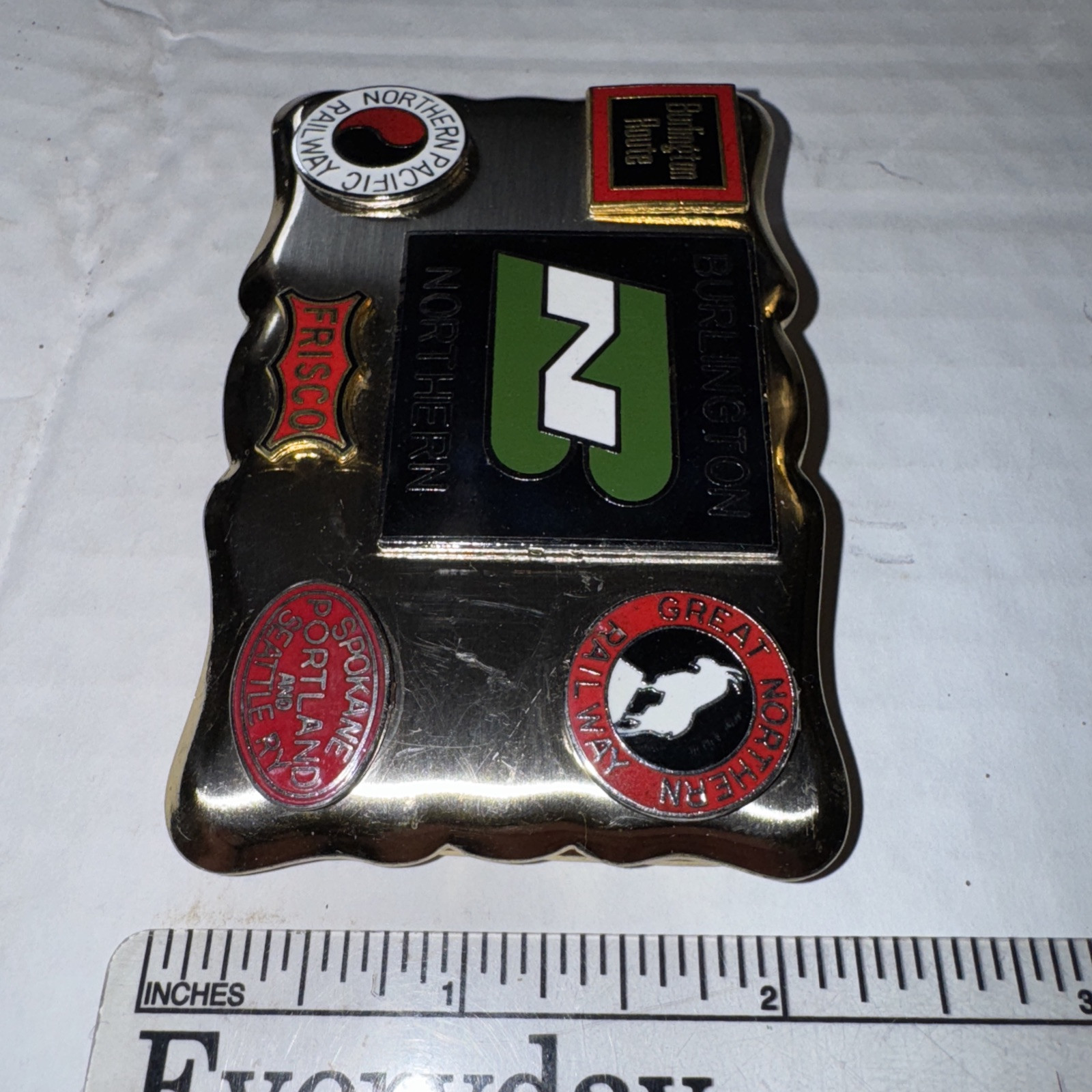 Burlington Northern NPRR Train Railroad BN Frisco Railway Vtg Belt Buckle
