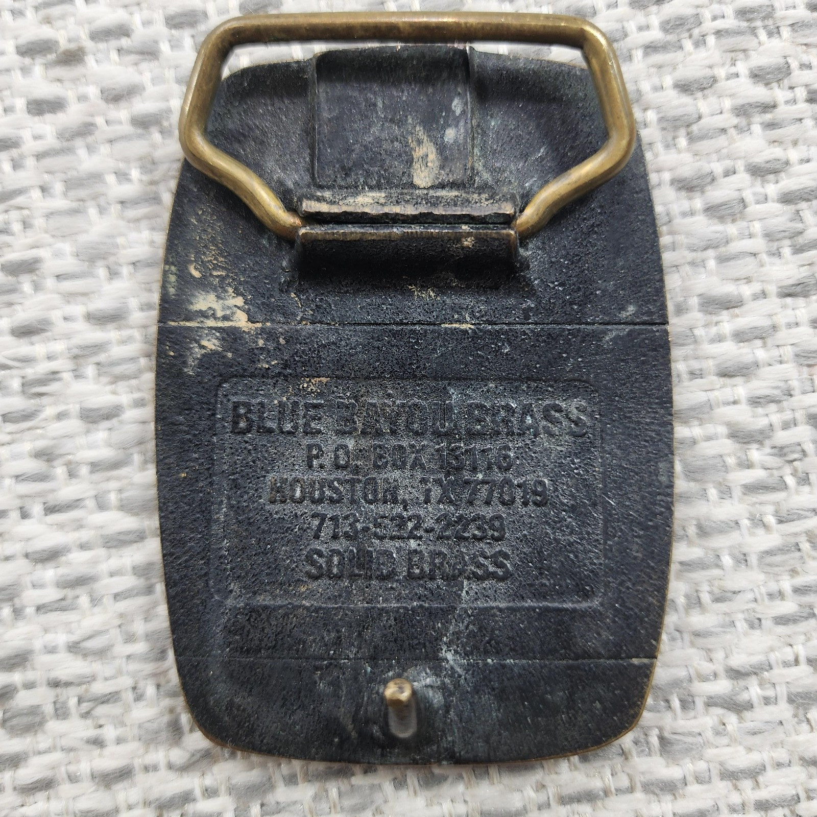 Vintage Brown Oil Tools Belt Buckle Mens Solid Brass 50th Anniversary 1979 BOT