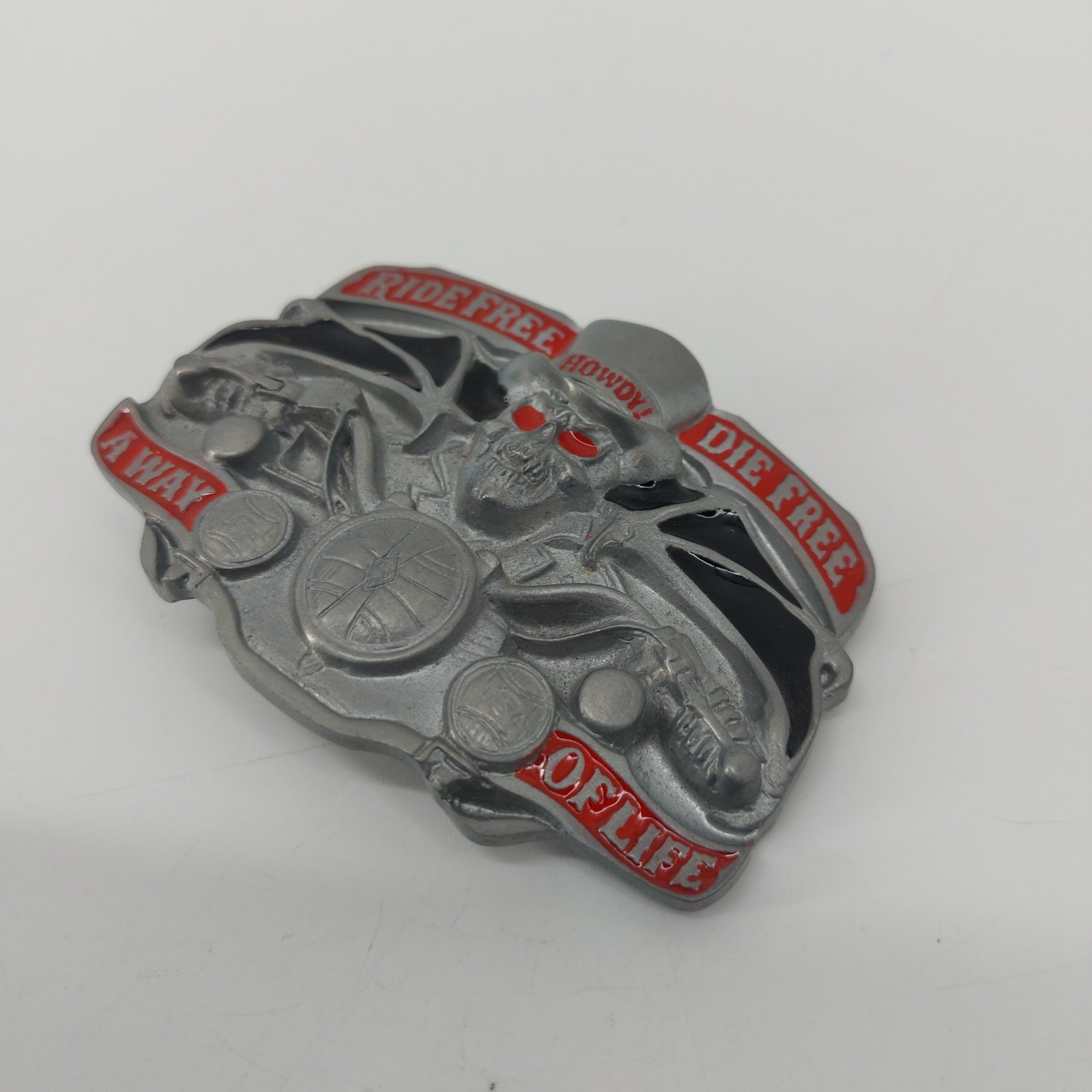 Ride Free Die Free A Way of Life Howdy Biker Belt Buckle Skull