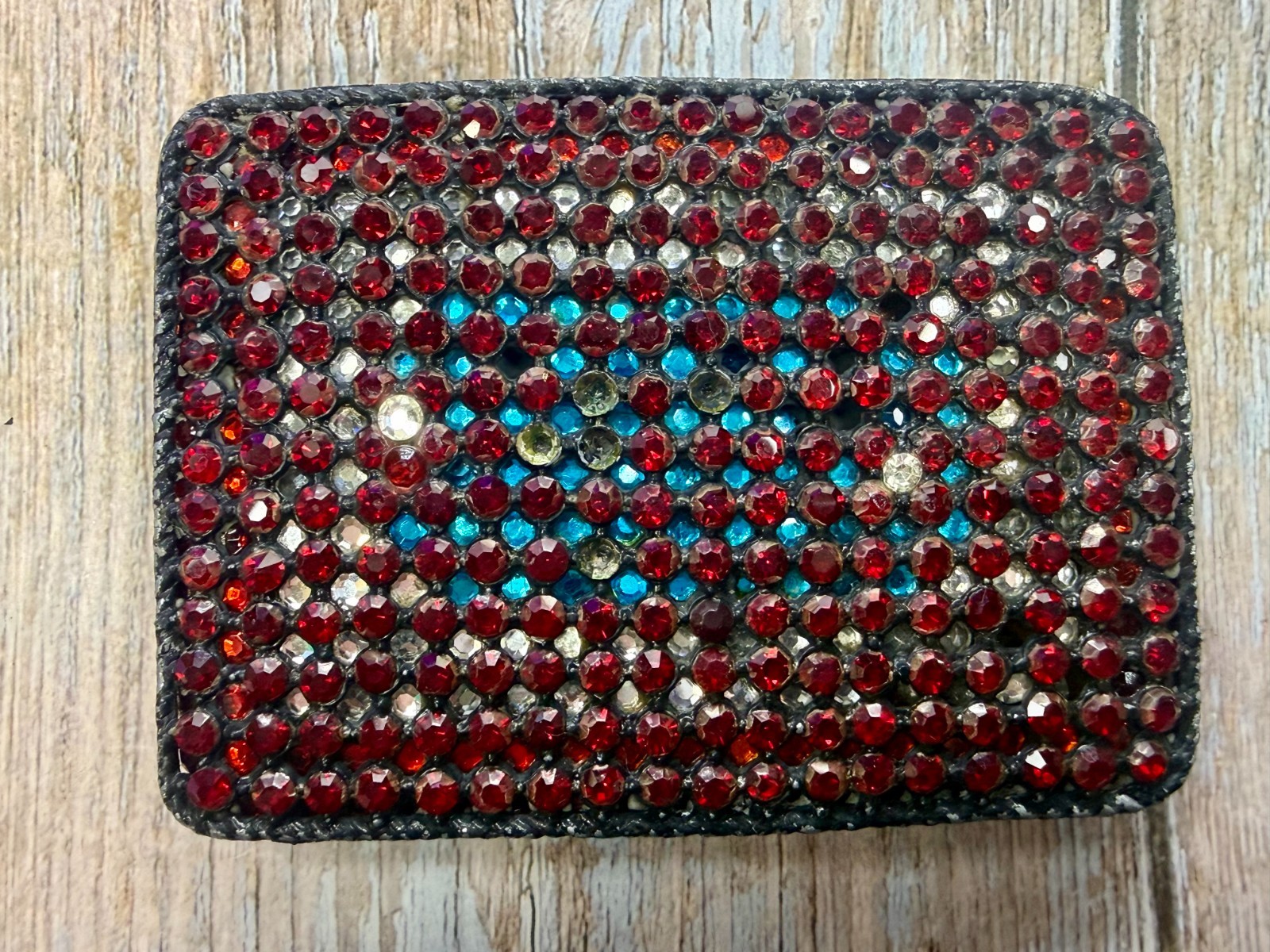 Sparkling Red Rhinestone Covered Vintage Women&rsquo;s Artisan Made Belt Buckle