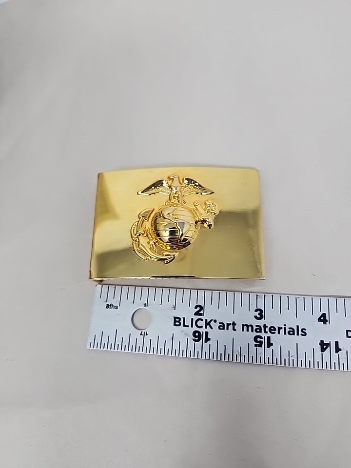 USMC Marines Brass Belt Buckle Anchor and Globe Ira Green Company G23 3&Prime;
