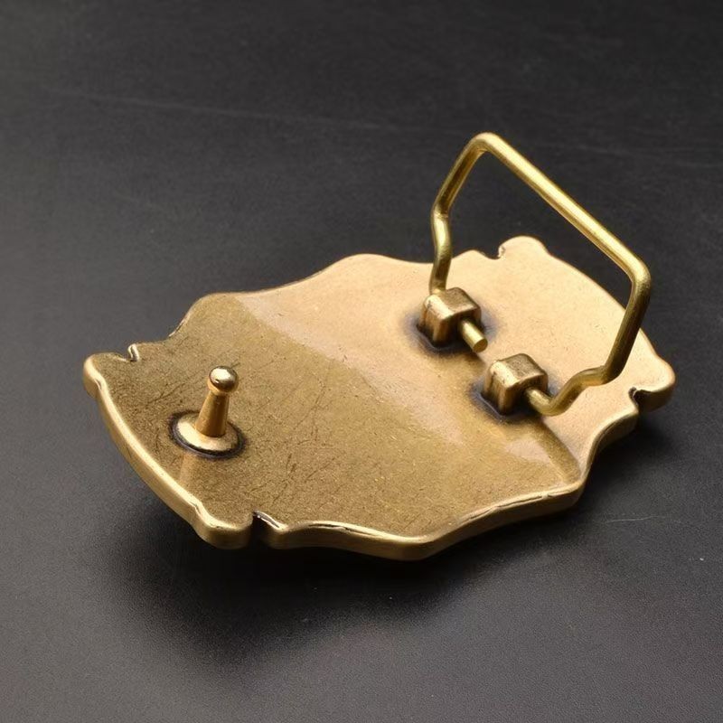 Men&rsquo;s pure brass smooth buckle belt headChinese zodiac ox belt head plate buckle