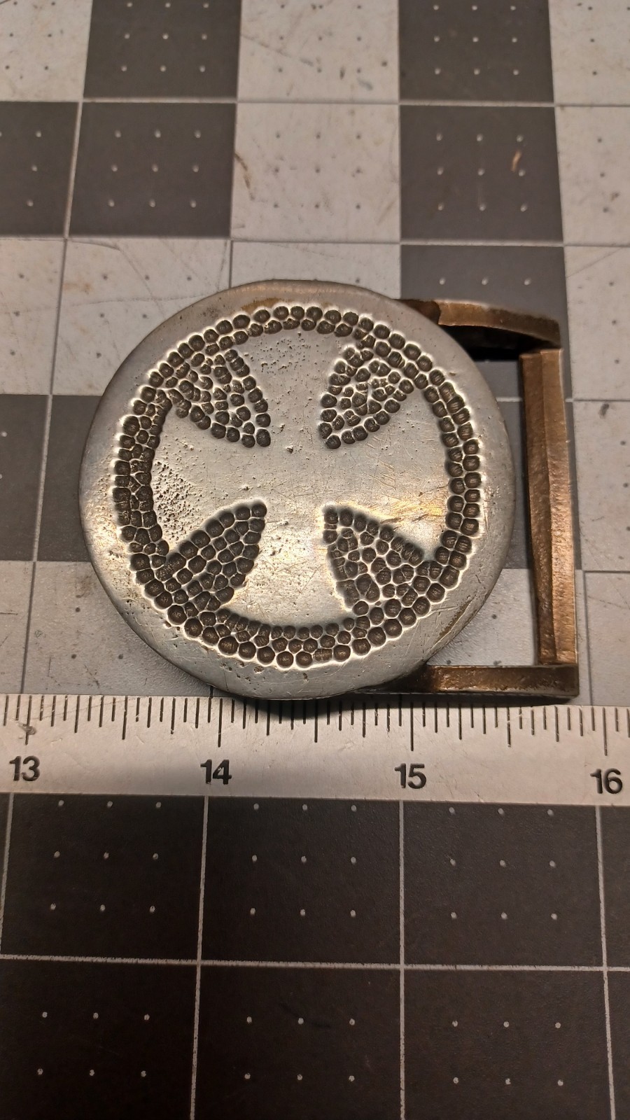 Celtic Shield Cross Belt Buckle Fine Pewter Vintage? Independent Handmade Old