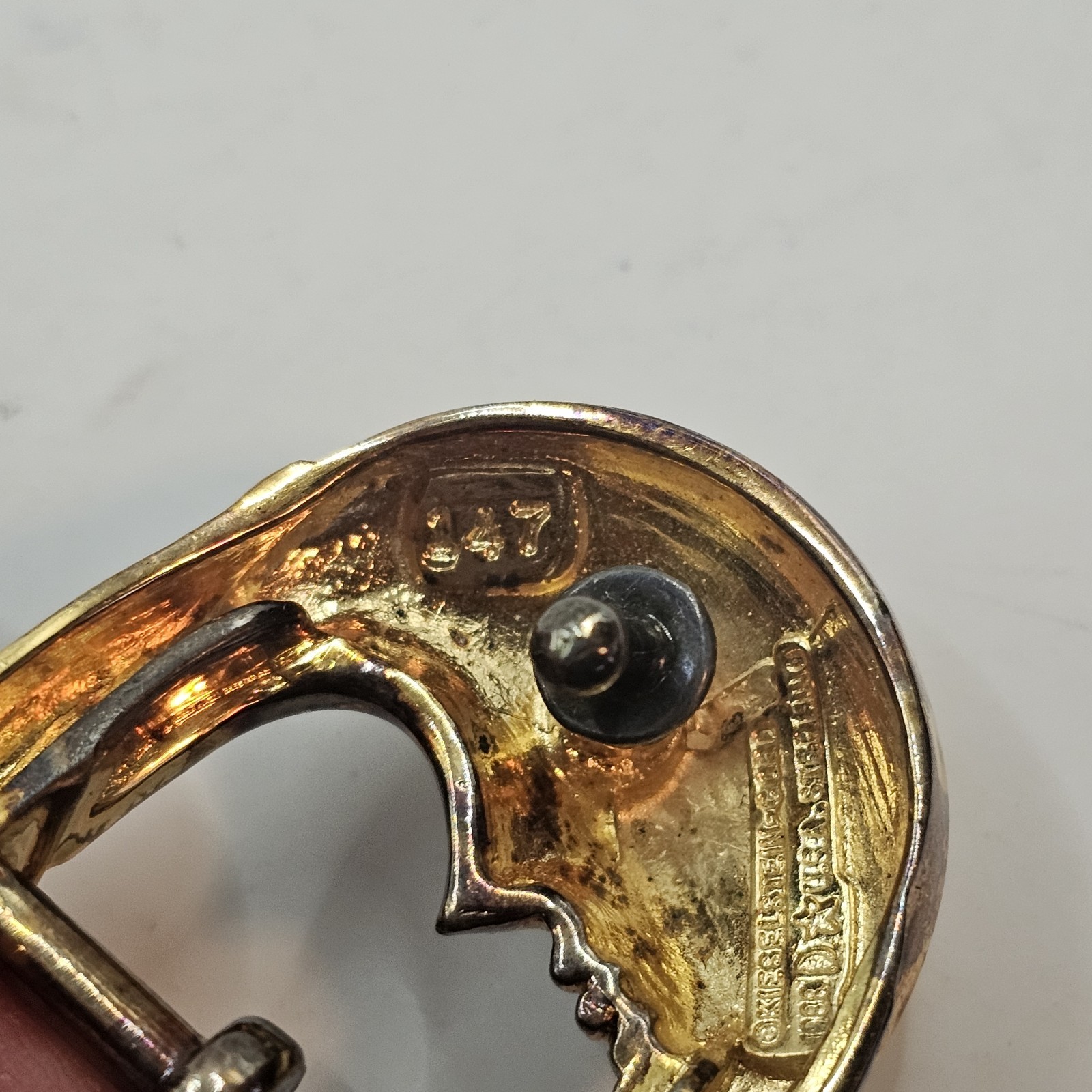 Barry Kieselstein Cord Sterling 925 Gold Vermeil Half Moon Face Buckle Vintage