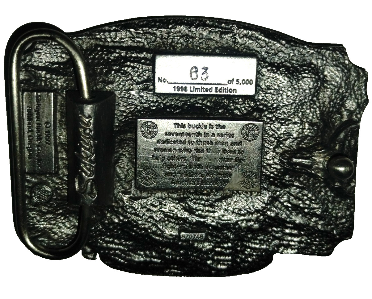 Firefighter Belt Buckle Pewter Siskiyou 1998-63/5000 Low Rare # Commemorative