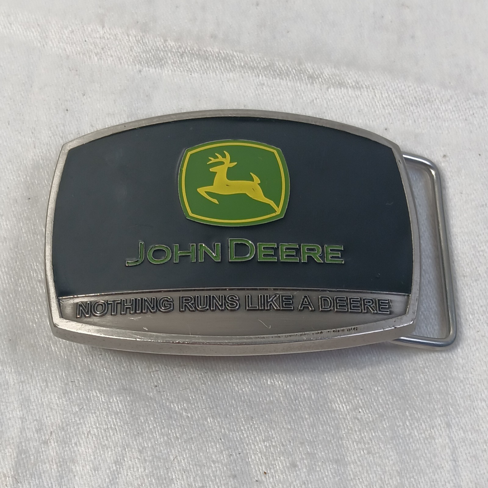 JOHN DEERE SpecCast Green Yellow & Black Pewter Enamel Belt Buckle