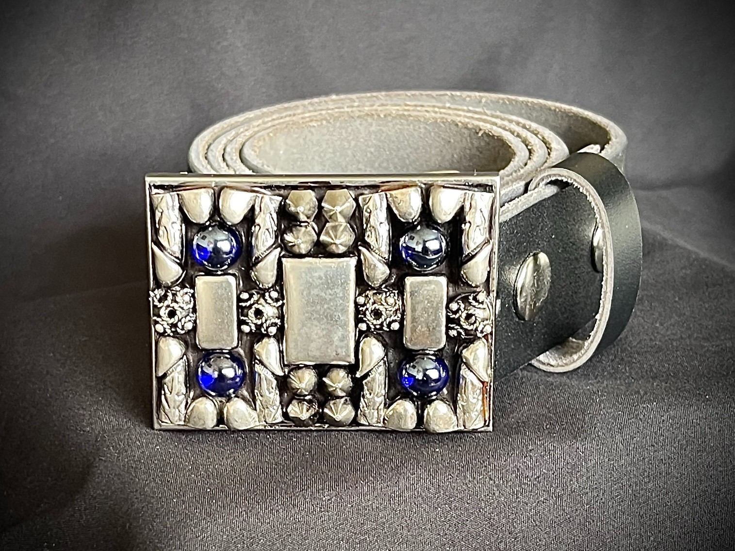 Blue Cabochon Industrial Handmade Belt Buckle Archive 2007-2009 Darren McNeese
