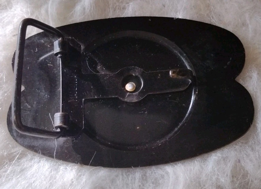 Vtg Horse Head Belt Buckle With Horseshoe Collar Brass Tone Japan
